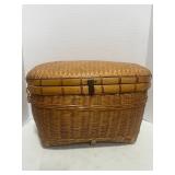 Vintage Chinese Basket Herringbone Weave Bamboo
