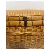 Vintage Chinese Basket Herringbone Weave Bamboo