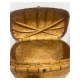 Vintage Chinese Basket Herringbone Weave Bamboo