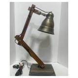 Industrial Style Desk Lamp Adjustable Arms Destressed Metal Shade and Base