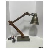 Industrial Style Desk Lamp Adjustable Arms Destressed Metal Shade and Base