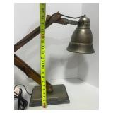 Industrial Style Desk Lamp Adjustable Arms Destressed Metal Shade and Base