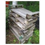 Stack of 9 wood half size pallets...
