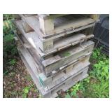 Stack of 9 wood half size pallets...
