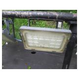 Tubular metal railing, coated green...