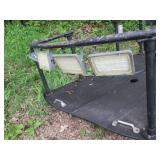 Tubular metal railing, coated green...
