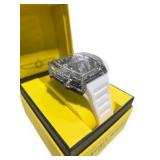Retail Value: $349.00 Invicta Watch 48447 – Clear Case White Strap – New In Box With Tags