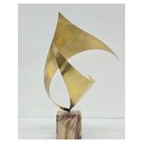 Excellent Signed Vintage C JERE Brass Sculpture w/Marble Base
