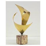 Excellent Signed Vintage C JERE Brass Sculpture w/Marble Base