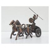 Vintage Brass Greek/Roman Soldier Riding chariot Sculpture