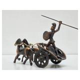 Vintage Brass Greek/Roman Soldier Riding chariot Sculpture