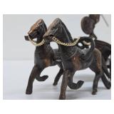 Vintage Brass Greek/Roman Soldier Riding chariot Sculpture