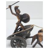 Vintage Brass Greek/Roman Soldier Riding chariot Sculpture