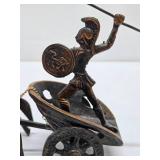 Vintage Brass Greek/Roman Soldier Riding chariot Sculpture