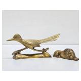 Vintage Brass Roadrunner & Lion