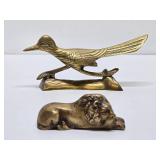 Vintage Brass Roadrunner & Lion