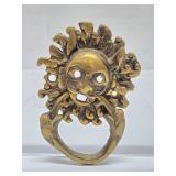 Interesting Old Vintage Solid Brass Doorknocker w/Face or Mask