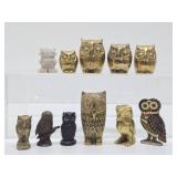 Nice Collection of Vintage Owls - Many Brass