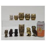 Nice Collection of Vintage Owls - Many Brass
