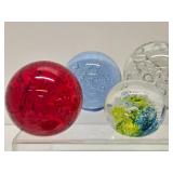 Large Group of Heavy Art Glass Paperweights