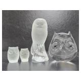 Group of Crystal / Glass Owls