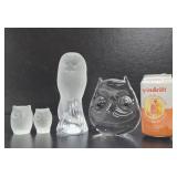 Group of Crystal / Glass Owls