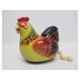Vintage Hen Laying Eggs Tin Litho Toy w/Box & Eggs