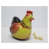 Vintage Hen Laying Eggs Tin Litho Toy w/Box & Eggs