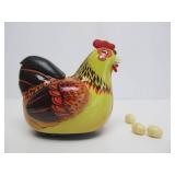 Vintage Hen Laying Eggs Tin Litho Toy w/Box & Eggs