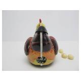 Vintage Hen Laying Eggs Tin Litho Toy w/Box & Eggs