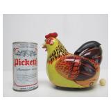Vintage Hen Laying Eggs Tin Litho Toy w/Box & Eggs