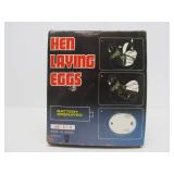Vintage Hen Laying Eggs Tin Litho Toy w/Box & Eggs
