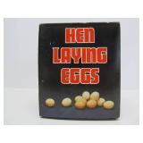 Vintage Hen Laying Eggs Tin Litho Toy w/Box & Eggs