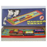 Vintage Tin Litho Windup Toy Car Set w/Original Box - "Rakodo Vonat"