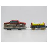 Vintage Tin Litho Windup Toy Car Set w/Original Box - "Rakodo Vonat"
