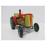Vintage Tin Litho Tractor & Trailer Toy w/Original Box