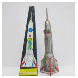Vintage Tin Litho Space Rocket Toy w/Original Box - 15"