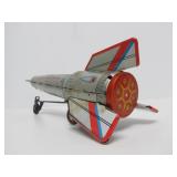 Vintage Tin Litho Space Rocket Toy w/Original Box - 15"