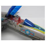 Vintage Tin Toy Jet Fighter Tomcat Airplane Toy in Original Box