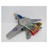 Vintage Tin Toy Jet Fighter Tomcat Airplane Toy in Original Box