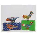 2 Vintage Tin Litho Russian Chicken toys w/Original Boxes