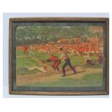 Old Vintage Framed Early Baseball Litho Print by James Flux