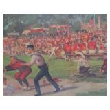 Old Vintage Framed Early Baseball Litho Print by James Flux
