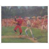 Old Vintage Framed Early Baseball Litho Print by James Flux