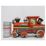 Mint in Box Vintage Hungarian Tin Litho Train Locomotive Toy