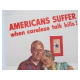 Original Vintage WW2 Poster - "Americans Suffer When Careless Talk Kills" 1943