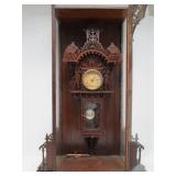 LARGE Working Ornately Scroll Cut Victorian Mantel Clock w/Pendulum & Key
