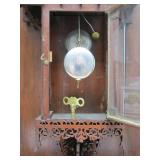LARGE Working Ornately Scroll Cut Victorian Mantel Clock w/Pendulum & Key