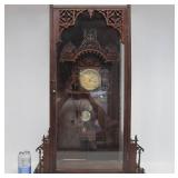 LARGE Working Ornately Scroll Cut Victorian Mantel Clock w/Pendulum & Key