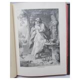 Set of Antique circa 1900 Leather Bound Books Large Illustrated Character Sketches by Brewer